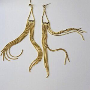 Gold Tassel Chandelier Earrings